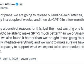 OpenAI首席执行官Sam Altman：可能会在几周内发布o3和o4-mini